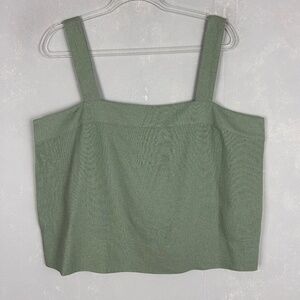 DKNY pure women size XL boxy top wide strap sleeveless linen blend sage green